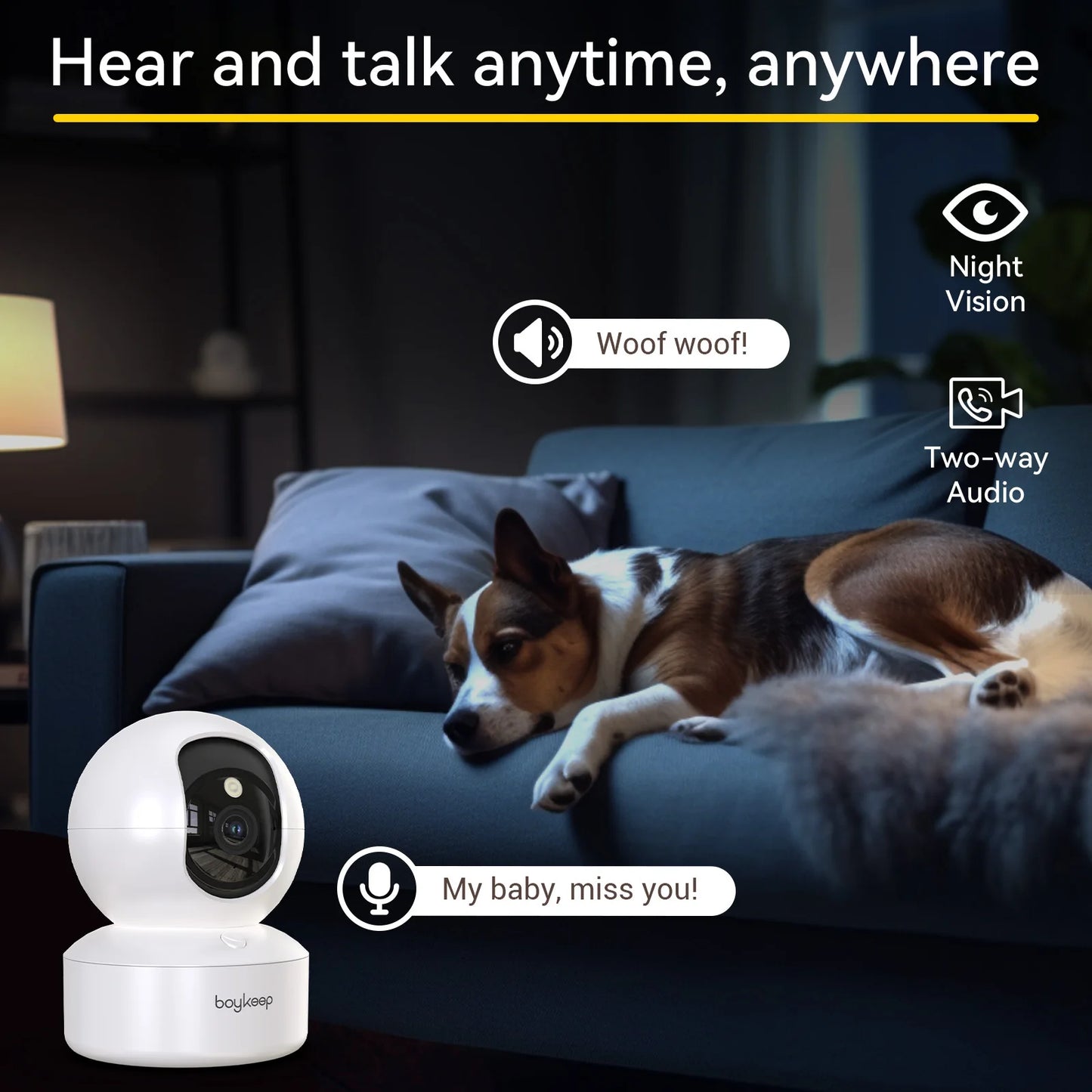 BoyKeep Smart Camera Security Protection Wifi Surveillance 5G/2.4GHz Indoor Baby Night Vision 360° Pan & Tilt 2-Way Audio K30