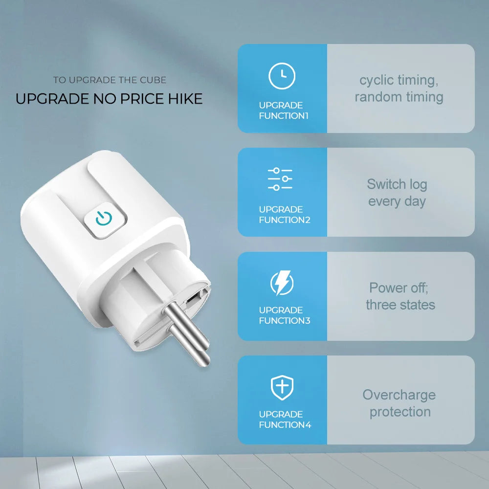 Tuya WiFi Smart Plug 16A/20A EU Smart Socket With Power Monitoring Timing Function Smart Life APP Voice Control Via Alexa Google