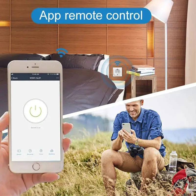Tuya WiFi Smart Plug 16A/20A EU Smart Socket With Power Monitoring Timing Function Smart Life APP Voice Control Via Alexa Google