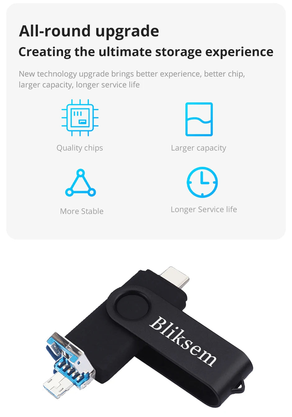 Bliksem 3IN1 Pendrive 64GB TYPE C Memory Stick OTG 64GB 2.0 for PC Mobile Phone Metal USB Flash Drive Pen Drive 64GB USB OTG