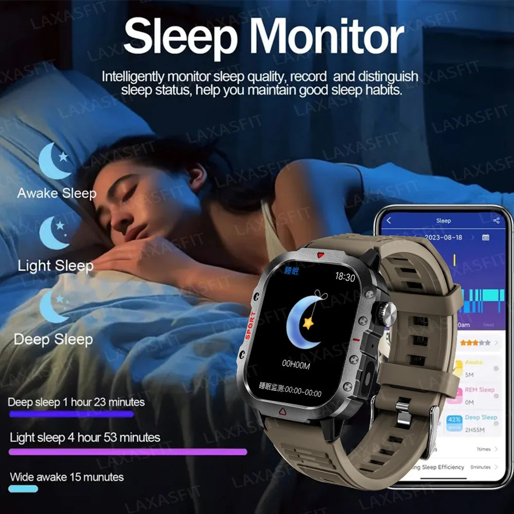 KESHUYOU Outdoor Sports Smart Watch 2.01 inch HD Screen LED Flashlight Bluetooth Talking Smart Watch for Men Women Holiday Gifts