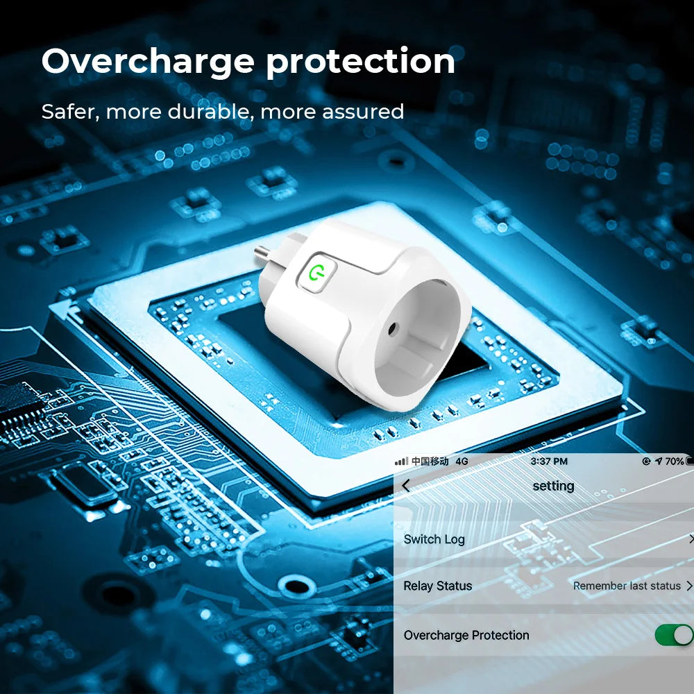 Tuya WiFi Smart Plug 16A/20A EU Smart Socket With Power Monitoring Timing Function Smart Life APP Voice Control Via Alexa Google