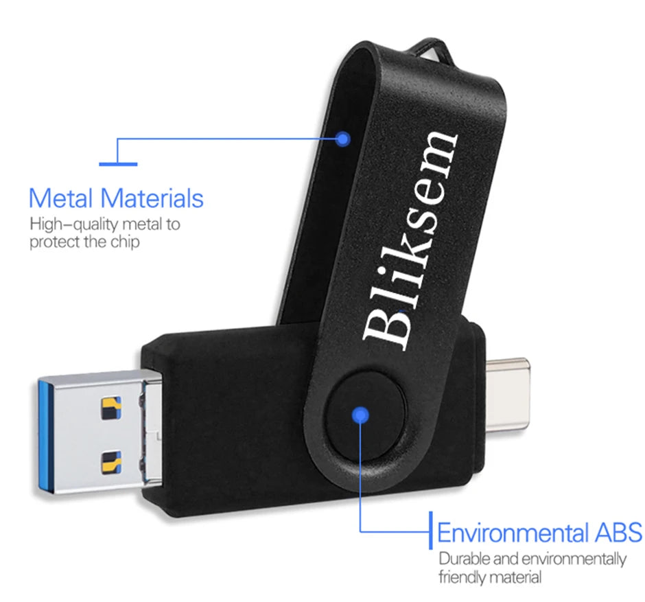Bliksem 3IN1 Pendrive 64GB TYPE C Memory Stick OTG 64GB 2.0 for PC Mobile Phone Metal USB Flash Drive Pen Drive 64GB USB OTG