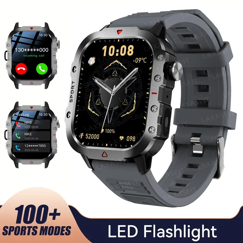 KESHUYOU Outdoor Sports Smart Watch 2.01 inch HD Screen LED Flashlight Bluetooth Talking Smart Watch for Men Women Holiday Gifts