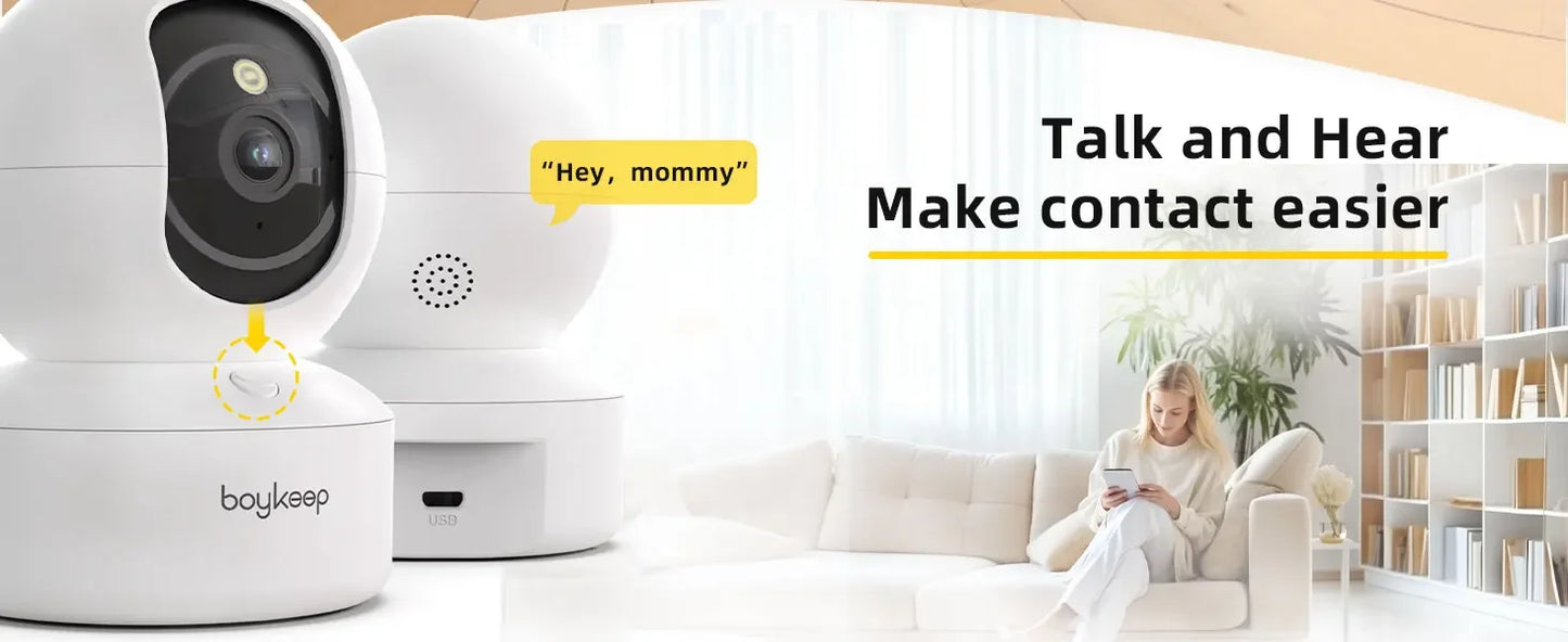 BoyKeep Smart Camera Security Protection Wifi Surveillance 5G/2.4GHz Indoor Baby Night Vision 360° Pan & Tilt 2-Way Audio K30
