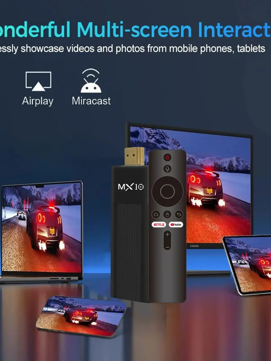 Ultra HD 4K Android TV Stick MX10-F3 Stick Mini Home TV Stick H313 Quad Core Support 2.4/5G Dual Wifi 2GB RAM 16GB ROM